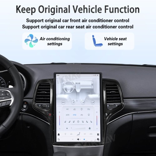 ViKNAV 14.4 Inch Android Car Radio For Jeep Cherokee 2013-2020 CarPlay Touch Screen GPS Navigation Stereo Head Unit With Piano Black