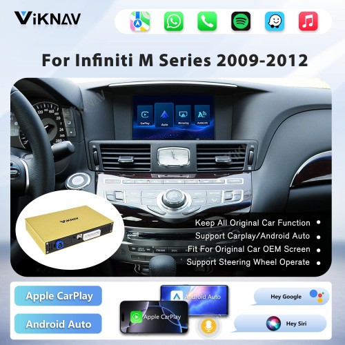 Viknav Linux System Decoder Box for Infiniti M Series Wireless CarPlay Android Auto Upgrade Interface Retain OEM CUE Screen & Functions