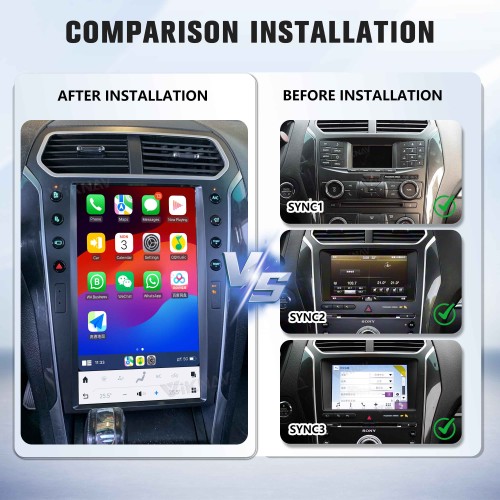 ViKNAV 14.4 Inch Android For Ford Explorer 2011-2019 Car Radio Multimedia DVD Player Qualcomm Snapdragon GPS Navigation Carplay Stereo Tape Recorder Head Unit