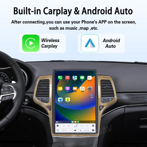 ViKNAV14.4 Inch Android Car Radio For JEEP Cherokee 2013-2020 CarPlay Touch Screen GPS Navigation Stereo Head Unit With Champagne Gold