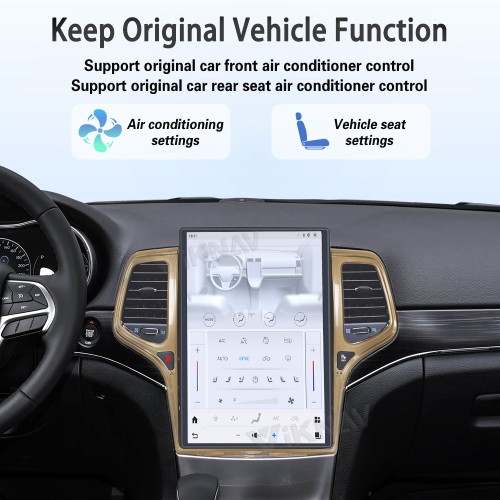 ViKNAV14.4 Inch Android Car Radio For JEEP Cherokee 2013-2020 CarPlay Touch Screen GPS Navigation Stereo Head Unit With Champagne Gold