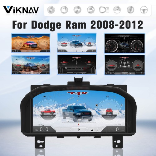 Viknav Car Digital Cluster For Dodge Ram 1500 2500 3500 2008-2012 LCD Car Digital Speedometer Dashboard Panel Instrument Panel Virtual Cockpit