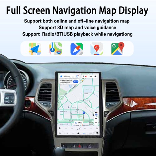 ViKNAV 14.4 Inch Android Car Radio For Jeep Cherokee 2009-2012 CarPlay Touch Screen GPS Navigation Stereo Head Unit With Piano Black