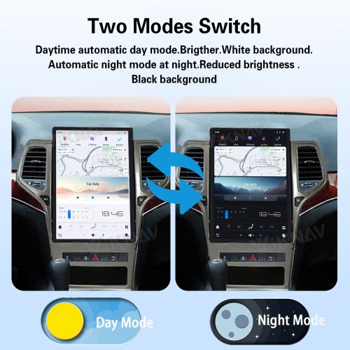 ViKNAV 14.4 Inch Android Car Radio For Jeep Cherokee 2009-2012 CarPlay Touch Screen GPS Navigation Stereo Head Unit With Piano Black