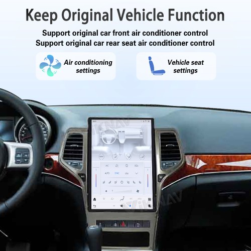 ViKNAV 14.4 Inch Android Car Radio For Jeep Cherokee 2009-2012 CarPlay Touch Screen GPS Navigation Stereo Head Unit With Piano Black