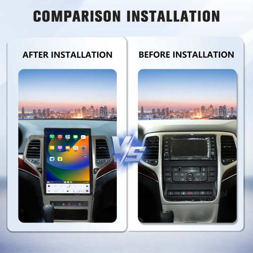 ViKNAV 14.4 Inch Android Car Radio For Jeep Cherokee 2009-2012 CarPlay Touch Screen GPS Navigation Stereo Head Unit With Piano Black