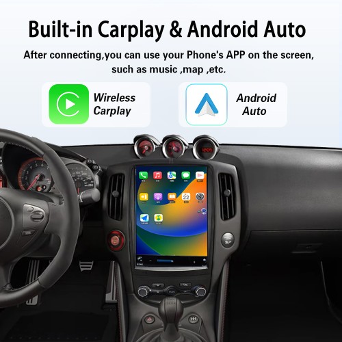 Viknav 12.1" Touch Screen Car Radio For Nissan 370Z ( 2008-2018 ) Multimedia Player Android Auto GPS Navigation Wireless Carplay