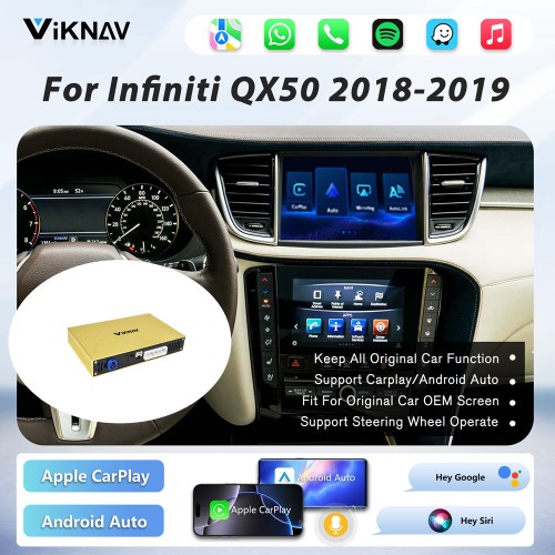 Viknav linux system wireless carplay android auto decoder box for Infiniti QX50 2018-2019 GPS Navigatipn Original Car Radio Screen
