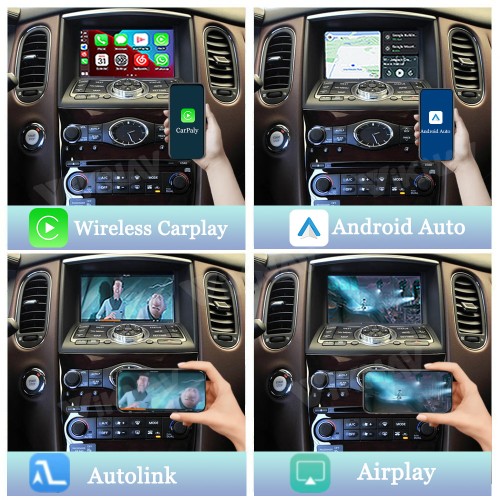 Viknav Linux System Decoder Box for Infiniti EX 2009-2013 Wireless CarPlay Android Auto Upgrade Interface Retain OEM CUE Screen & Functions