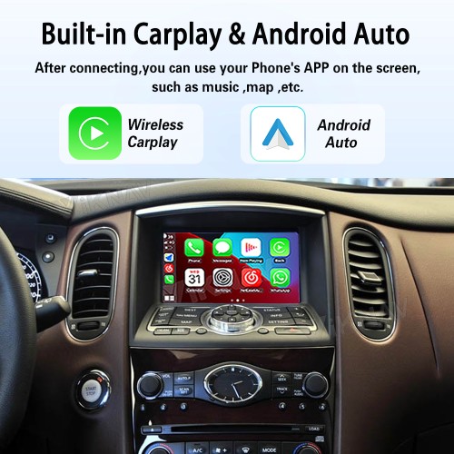 Viknav Linux System Decoder Box for Infiniti EX 2009-2013 Wireless CarPlay Android Auto Upgrade Interface Retain OEM CUE Screen & Functions