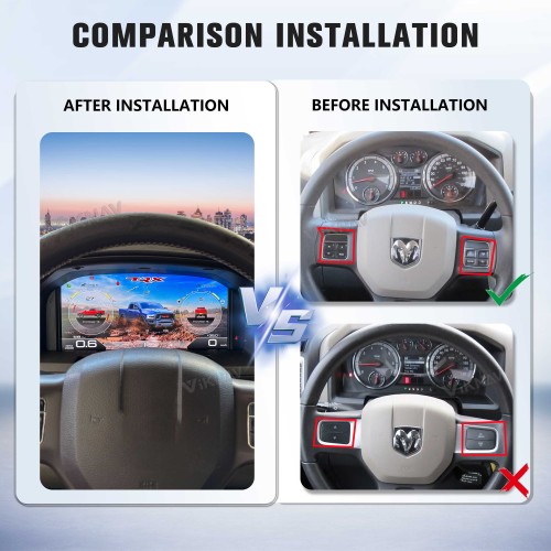 Viknav Car Digital Cluster For Dodge Ram 1500 2500 3500 2008-2012 LCD Car Digital Speedometer Dashboard Panel Instrument Panel Virtual Cockpit