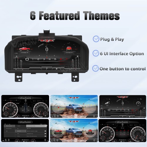 Viknav Car Digital Cluster For Dodge Ram 1500 2500 3500 2008-2012 LCD Car Digital Speedometer Dashboard Panel Instrument Panel Virtual Cockpit