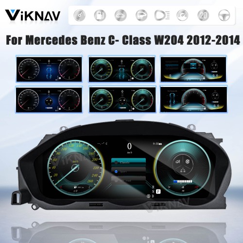 Viknav 12.3 Inch Digital Cluster Car Speedometer For Mercedes Benz C- Class W204 2012 2013 2014 Linux System Car Instrument Cluster Screen Instrument Replacement (NTG4.5)