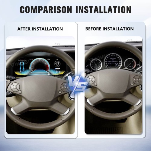 Viknav 12.3 Inch Digital Cluster Car Speedometer For Mercedes Benz E- Class W212 2014 2015 Linux System Car Instrument Cluster Screen Instrument Replacement (NTG4.5)