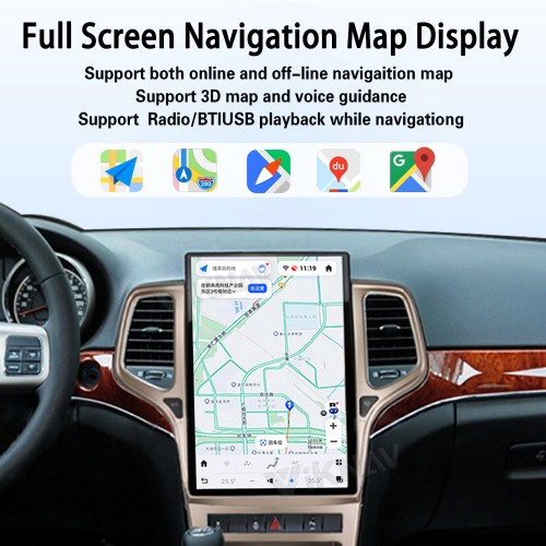 ViKNAV 14.4 Inch Android Car Radio For Jeep Cherokee 2009-2012 CarPlay Touch Screen GPS Navigation Stereo Head Unit With Champagne Gold