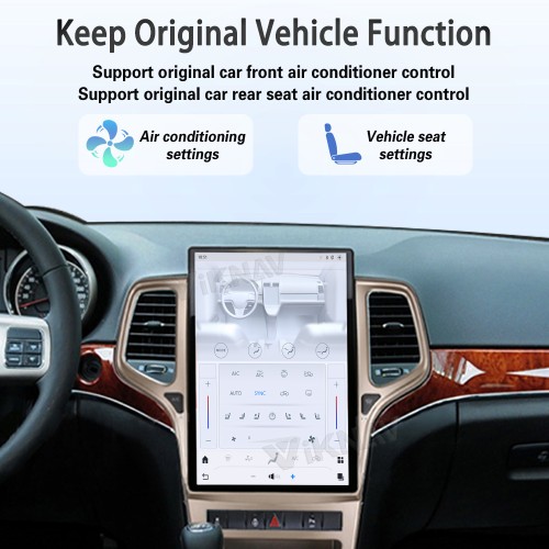 ViKNAV 14.4 Inch Android Car Radio For Jeep Cherokee 2009-2012 CarPlay Touch Screen GPS Navigation Stereo Head Unit With Champagne Gold