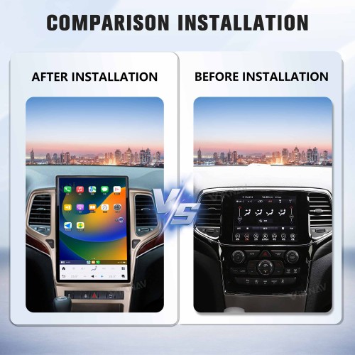 ViKNAV 14.4 Inch Android Car Radio For Jeep Cherokee 2009-2012 CarPlay Touch Screen GPS Navigation Stereo Head Unit With Champagne Gold