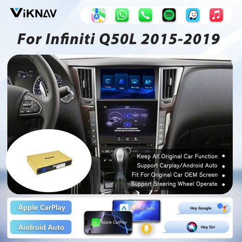 Viknav linux system wireless carplay android auto decoder box for Infiniti Q50L 2015-2019 GPS Navigatipn Original Car Radio Screen