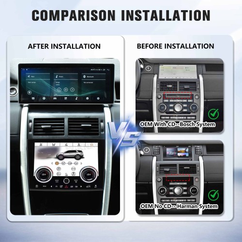 Viknav Android Radio AC Panel For Land Rover Discovery Sport L550 2015-2019 Multimedia Player GPS Navigation Stereo Wireless Carplay Android Auto Air Conditioning Control Touch Screen