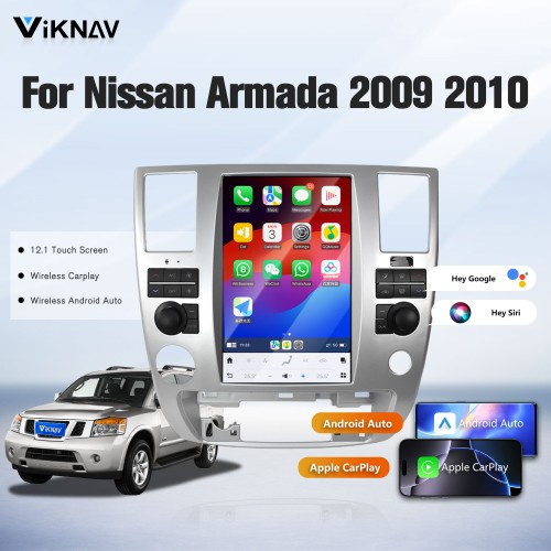 Viknav 12.1" Touch Screen Car Radio For Nissan Armada ( 2009 2010 ) Multimedia Player Android Auto GPS Navigation Wireless Carplay