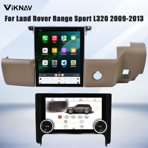 Viknav Android Radio AC Panel For Land Rover Range Sport L320 2009-2013 Wireless Carplay Android Auto Radio Touch Screen GPS Navigation Multimedia Player Air Conditioning Control(Beige-RHD)
