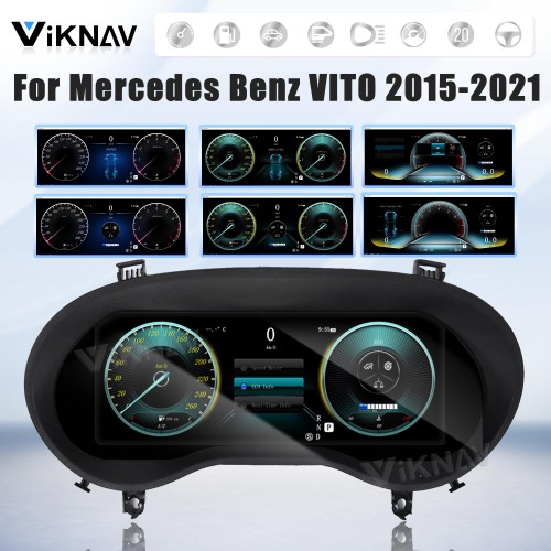 Viknav 12.3 Inch Digital Cluster Car Speedometer For Mercedes Benz VITO 2015-2021 Linux System Car Instrument Cluster Screen Instrument Replacement