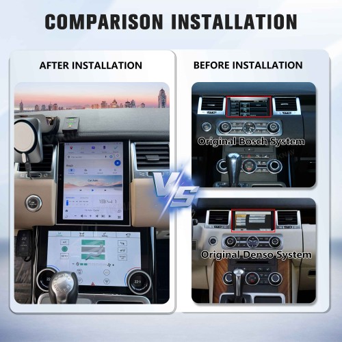 Viknav Android Radio AC Panel For Land Rover Range Sport L320 2009-2013 Wireless Carplay Android Auto Radio Touch Screen GPS Navigation Multimedia Player Air Conditioning Control(Black-LHD)