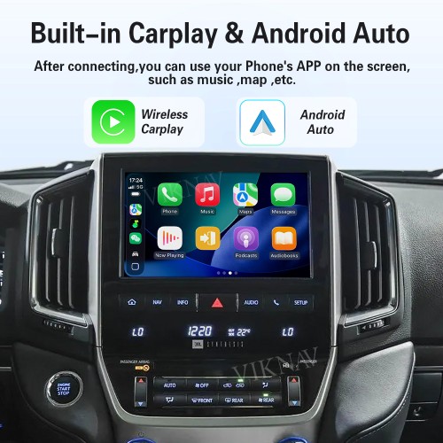 Viknav Linux Interface Box for Toyota LC200 2007-2021 Wireless CarPlay Android Auto GPS Navigatipn Original Car Radio Screen
