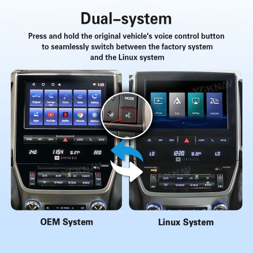 Viknav Linux Interface Box for Toyota LC200 2007-2021 Wireless CarPlay Android Auto GPS Navigatipn Original Car Radio Screen
