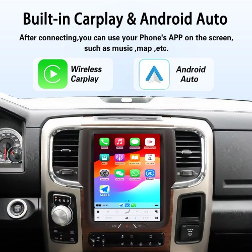 Viknav 10.5 Inch Touch Screen Car Radio For Dodge Ram 2013-2018 Upgrade Android Head Unit Wirless Carplay GPS Navigation Player Autoradio (128GB)