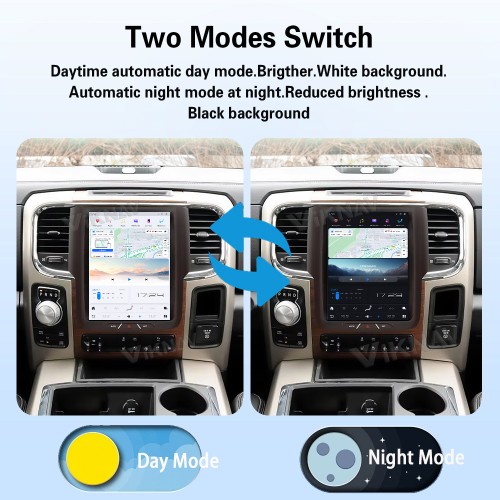 Viknav 10.5 Inch Touch Screen Car Radio For Dodge Ram 2013-2018 Upgrade Android Head Unit Wirless Carplay GPS Navigation Player Autoradio (128GB)