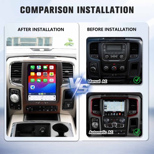 Viknav 10.5 Inch Touch Screen Car Radio For Dodge Ram 2013-2018 Upgrade Android Head Unit Wirless Carplay GPS Navigation Player Autoradio (128GB)