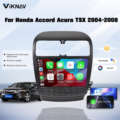 Viknav Android Car Stereo For Honda Accord Acura TSX 2004-2008 Car Radio Wireless Carplay Android Auto GPS Navigation Multimedia Player Head Unit 128GB