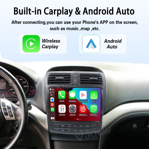 Viknav Android Car Stereo For Honda Accord Acura TSX 2004-2008 Car Radio Wireless Carplay Android Auto GPS Navigation Multimedia Player Head Unit 128GB