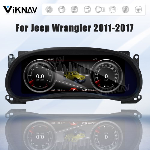 Viknav 12.3 Inch Digital Instrument Cluster For Jeep Wrangler 2011-2017 Virtual Dashboard Screen LCD Speedometer Player Car Digital Panel