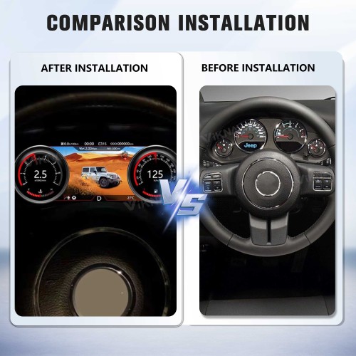 Viknav 12.3 Inch Digital Instrument Cluster For Jeep Wrangler 2011-2017 Virtual Dashboard Screen LCD Speedometer Player Car Digital Panel