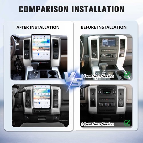 Viknav 13.8 inch Touch Screen Android Car Radio For Dodge RAM 2008- 2012 Wireless Carplay GPS Navigation With 13.1 Inch Car Speedometer