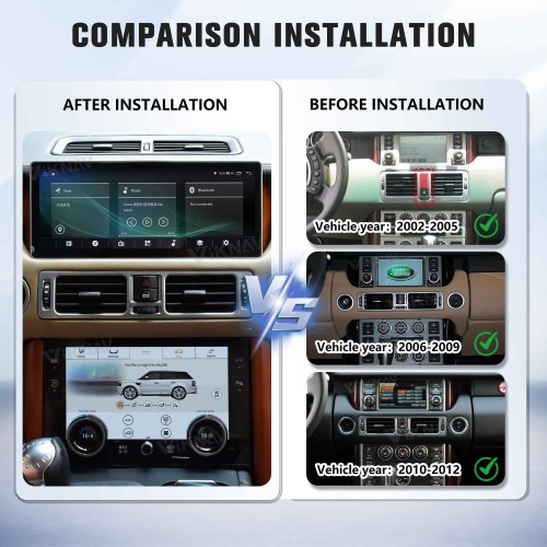 Viknav 12.3 inch Android Radio For Land Rover Range Rover V8 L322 2002-2012 Multimedia Player GPS Navigation Stereo Wireless Carplay Android Auto Touch Screen
