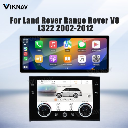 Viknav Android Radio and AC Panel For Land Rover Range Rover V8 L322 2002-2012 Multimedia Player GPS Navigation Stereo Wireless Carplay Android Auto Digital AC Control Touch Screen