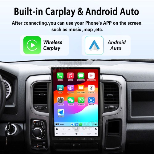 Viknav 14.4 inch Touch Screen Android Car Radio For Dodge RAM 2013- 2018 Wireless Carplay GPS Navigation With 13.1 Inch Car Speedometer