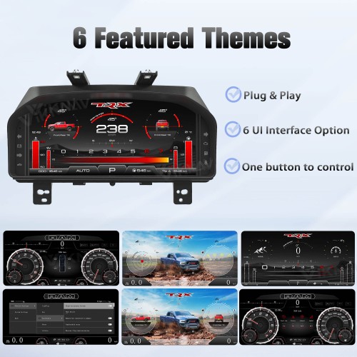 Viknav 14.4 inch Touch Screen Android Car Radio For Dodge RAM 2013- 2018 Wireless Carplay GPS Navigation With 13.1 Inch Car Speedometer