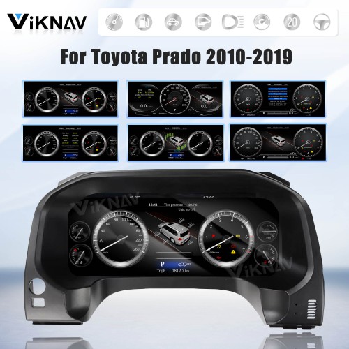 Viknav Car Instrument Panel 12.3 Inch For Toyota Prado 2010-2019 LCD Meter Linux System Digital Speedometer Dashboard Screen