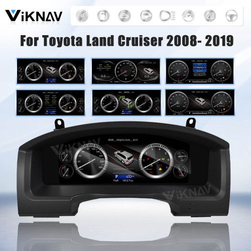 Viknav Car Instrument Panel 12.3 Inch For Toyota Land Cruiser 2008- 2019 LCD Meter Linux System Digital Speedometer Dashboard Screen