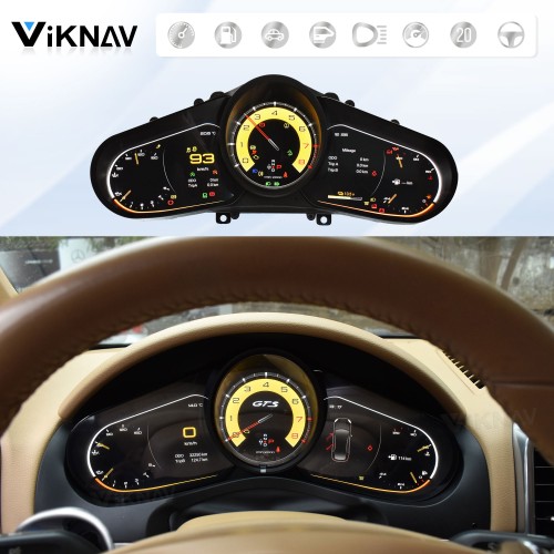 Viknav Linux 12.3 Inch Digital Cluster Dashboard Speedometer Panel For Porsche Cayenne 2011-2017 Virtual Digital Instrument Cluster Cockpit