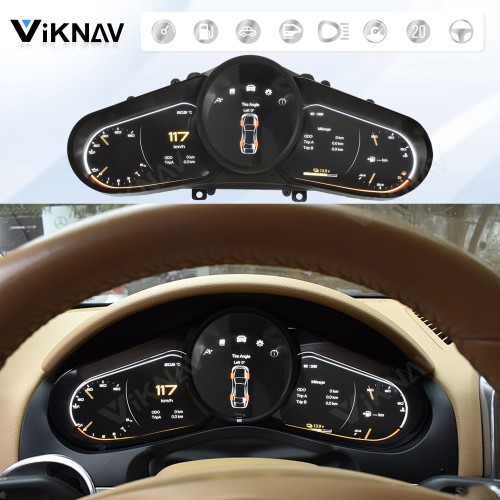Viknav Linux 12.3 Inch Digital Cluster Dashboard Speedometer Panel For Porsche Cayenne 2011-2017 Virtual Digital Instrument Cluster Cockpit