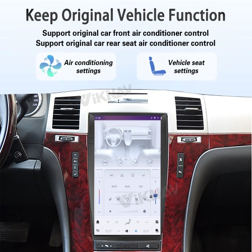 Viknav Android 13.6 inch Car Stereo for Cadillac Escalade 2008-2012 Wireless CarPlay & Android Auto GPS Navigation Multimedia Head Unit