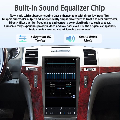 Viknav Android 13.6 inch Car Stereo for Cadillac Escalade 2008-2012 Wireless CarPlay & Android Auto GPS Navigation Multimedia Head Unit