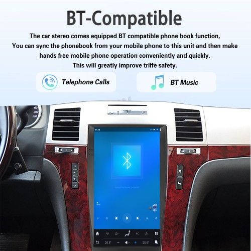 Viknav Android 13.6 inch Car Stereo for Cadillac Escalade 2008-2012 Wireless CarPlay & Android Auto GPS Navigation Multimedia Head Unit