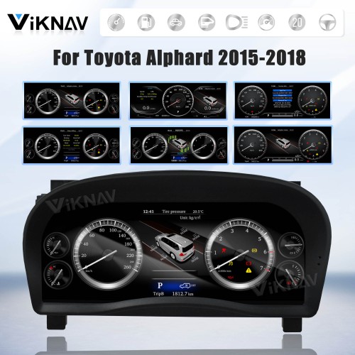 Viknav Car Instrument Panel 12.3 Inch For Toyota Alphard 2015-2018 LCD Meter Linux System Digital Speedometer Dashboard Screen