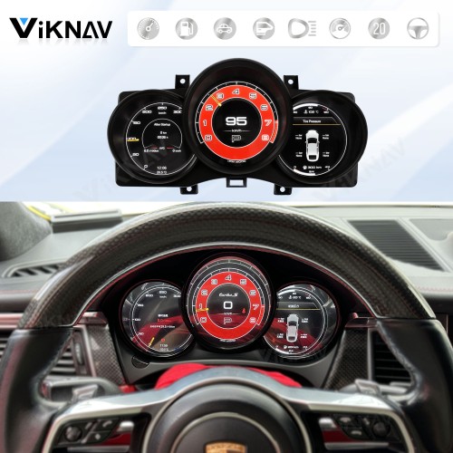 Viknav Linux System 12.3 Inch Digital Cluster Dashboard Speedometer Panel For Porsche Macan 2011-2018 Virtual Digital Instrument Cluster Cockpit